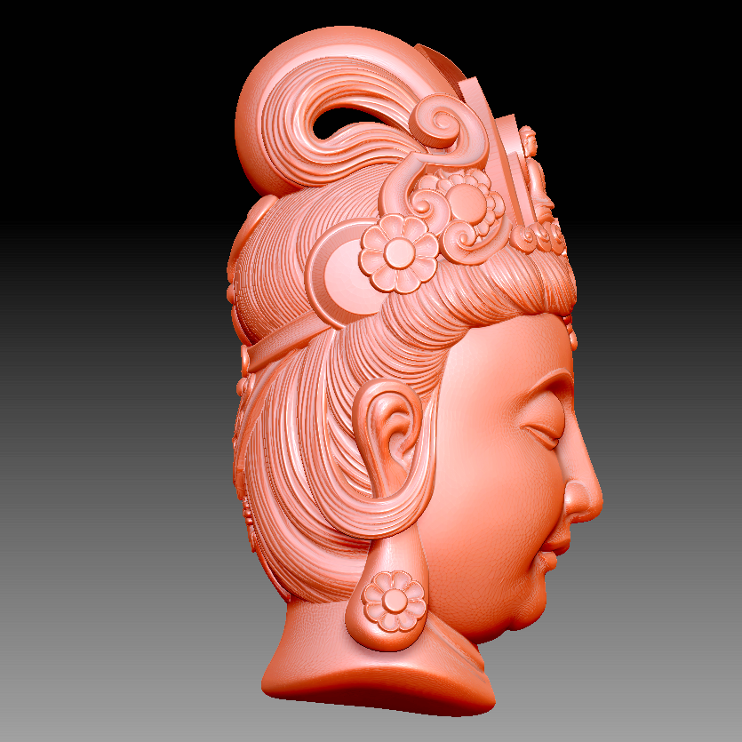 9329玉雕观音头像挂件圆雕图雕刻机3D打印素材STL模型图OBJ精雕,淘宝优惠券,粉丝福利购,淘宝优惠卷