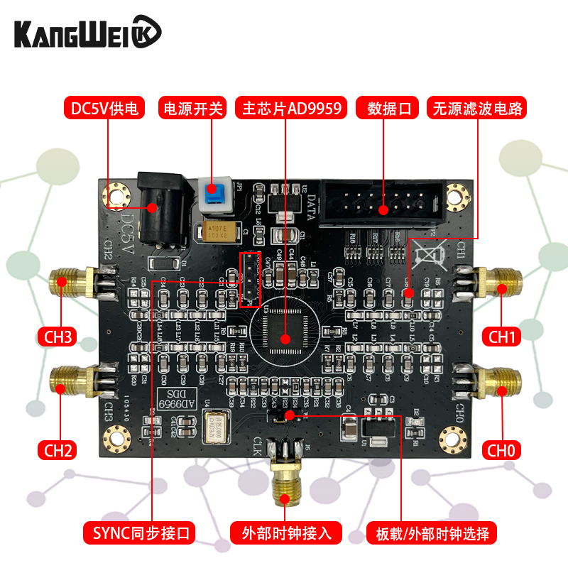 AD9959模块射频信号源多通道信号发生器 相位可调 性能远超AD9854 - 图1