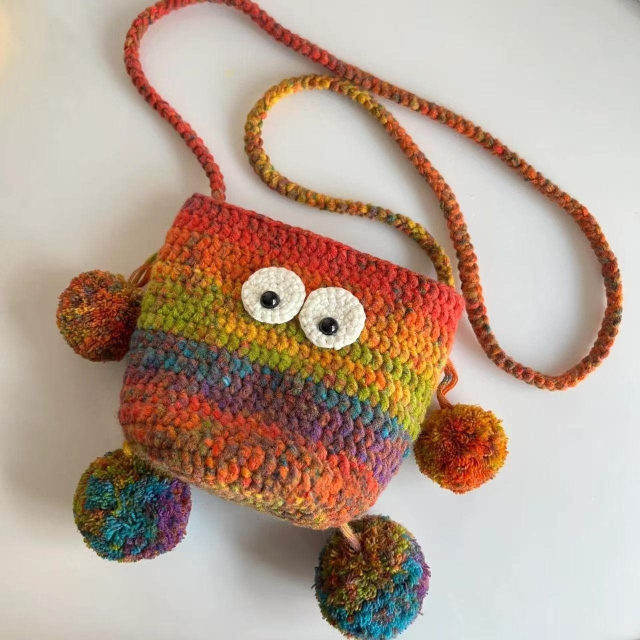 （非成品）小怪兽手机斜跨包材料包8股手编钩织diy毛线团,淘宝优惠券,粉丝福利购,淘宝优惠卷