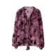 Boucherie ຄໍ V ພິມເສື້ອ chiffon ເປັນຮູ