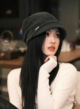 减龄女大！大头围短檐宽松堆堆帽女2026新款可调节素颜包脸冷帽潮