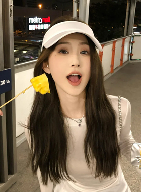 无顶棉质夏季防晒遮阳空顶帽女运动跑步网球透气纯色百搭鸭舌帽男