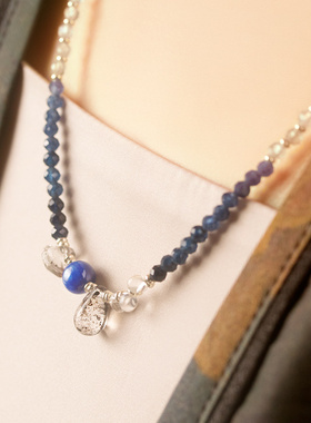 蓝灰色调高级感礼物项链手链叠戴