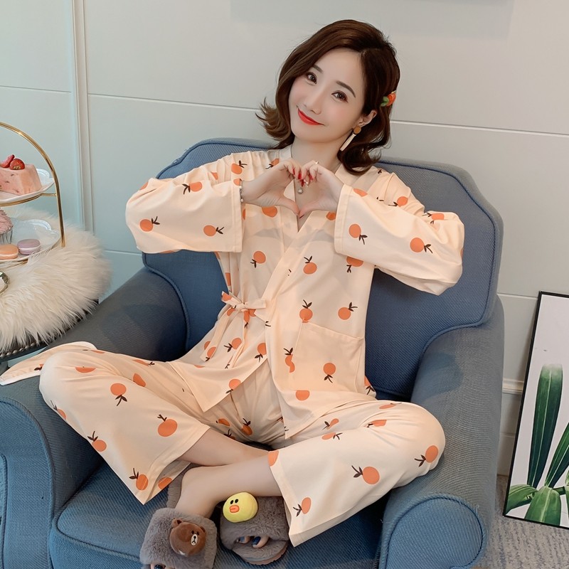 春秋季长袖和服甜美可爱柚子睡衣 萨妮服饰睡衣/家居服套装
