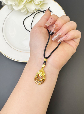 新中式沙金水滴锁骨链不掉色