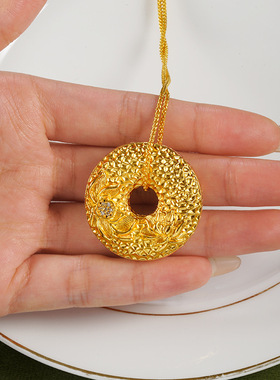 越南沙金新中式点钻平安扣项链