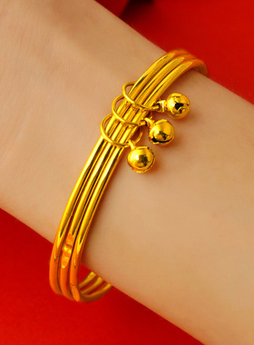 三生三世黄铜镀金铃铛手镯