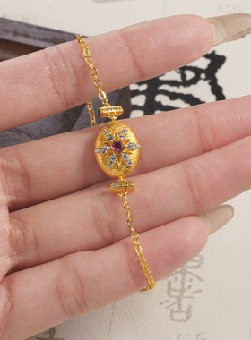 轻奢越南沙金戒指女奢华仿金久不掉色拉丝雪花牛角包手链套装饰品