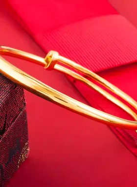 沙金手镯满天星女士高级感饰品仿黄金手镯久不掉色铜镯子仿真配饰