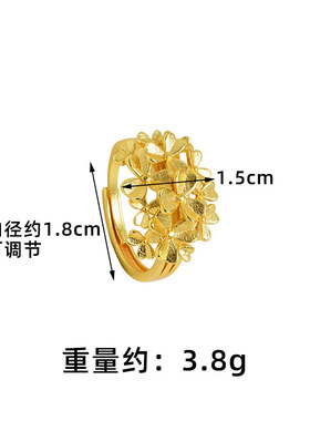 国潮复古沙金花朵女戒不掉色