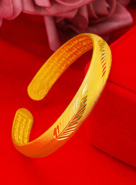 网红古法心经沙金龙凤开口手镯