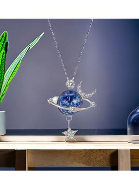 原创女纯银宝石镶嵌高级感锁骨链