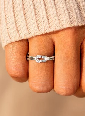 戒指纯银镶嵌锆石简约风女时尚