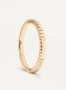 PD轻奢方块光身叠戴银镀18K戒指