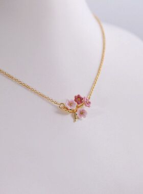 粉黛茉莉系列粉色茉莉花叶子金色