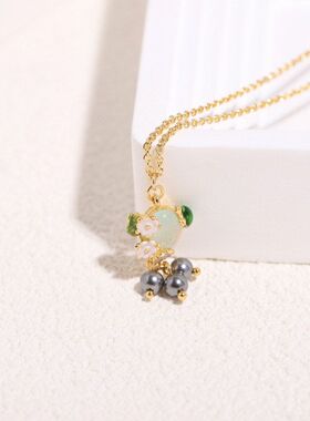 四季浆果甜美珐琅小白花宝石蓝莓