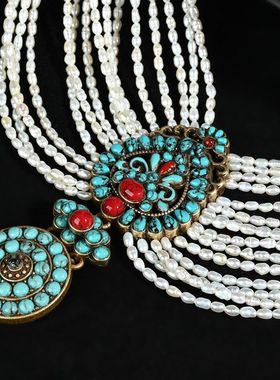 配饰淡水松石重工重工项链宴会