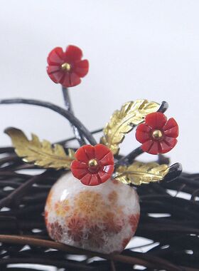 扣胸针小众菊花石珊瑚海竹设计
