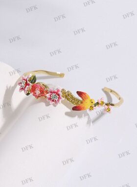 伊甸乐园系列粉色西番莲花黄鸟