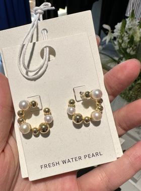 轻奢铜女珍珠耳环冷淡风