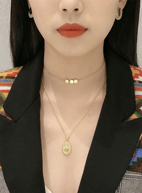 choker欧美圆形几何小巧百搭项链