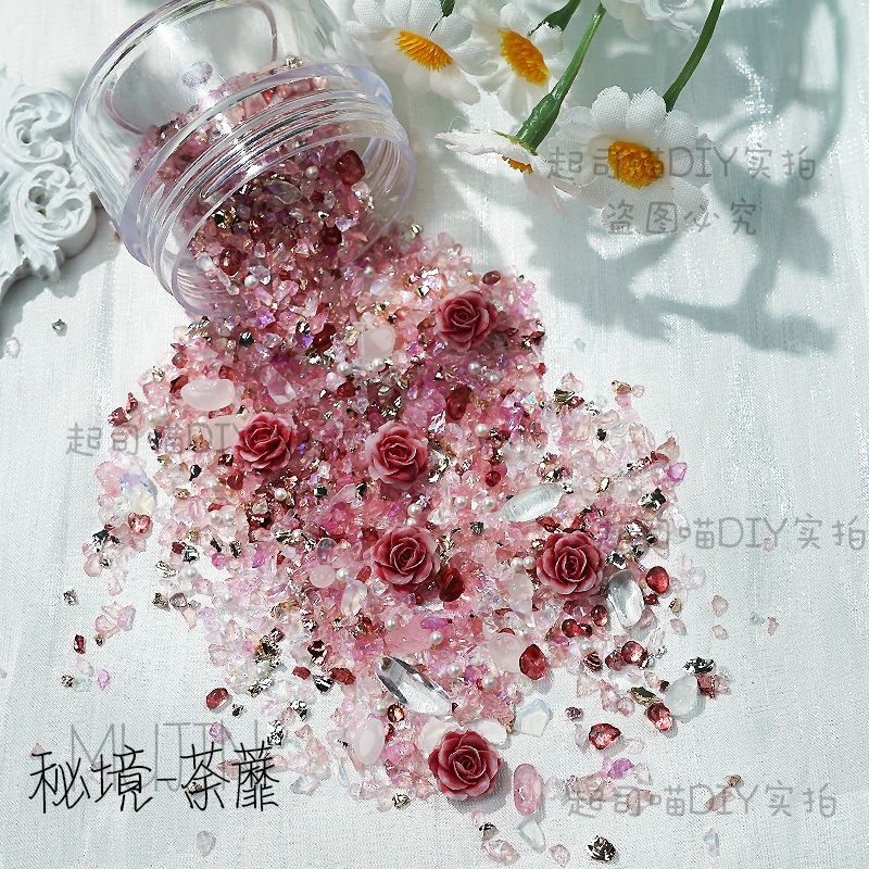 网红碎石风暴蔷薇月季花花美甲DIY流麻材料晶透天然水晶石饰品,淘宝优惠券,粉丝福利购,淘宝优惠卷