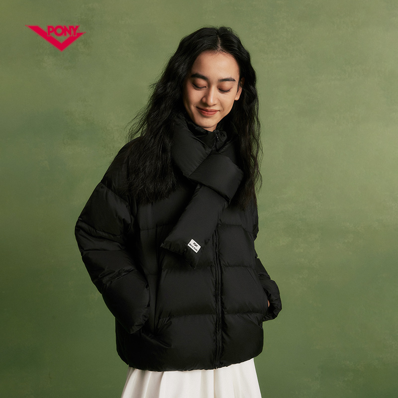 PONY波尼羽绒服冬季女款立领白鸭绒防风保暖舒适百搭234W2OF30