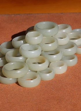 【小胡子玉器】和田玉 叶城山料 青白玉 20mm 指环
