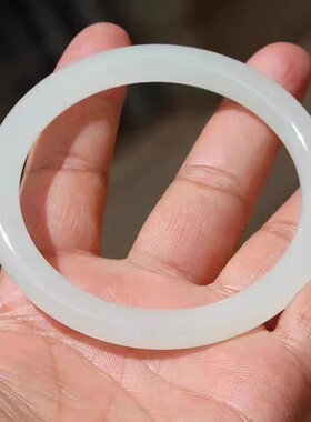 【小胡子玉器】和田玉 于田料 羊脂玉 60mm圆条手镯