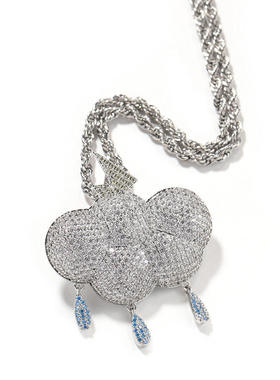 铜镶锆石男女水滴闪电云朵吊坠