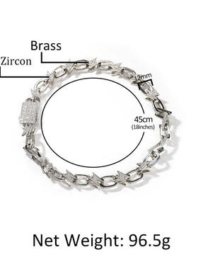 原创嘻哈闪电圆圈项链简约铜镶锆石手链街头个性潮流情侣锁骨链项