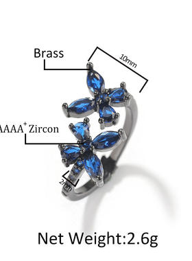 女铜镶钻蝴蝶个性戒指