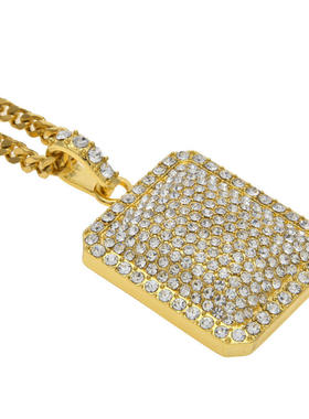 欧美男士嘻哈项链大号blingbling水钻吊坠小号重工满钻军牌挂坠