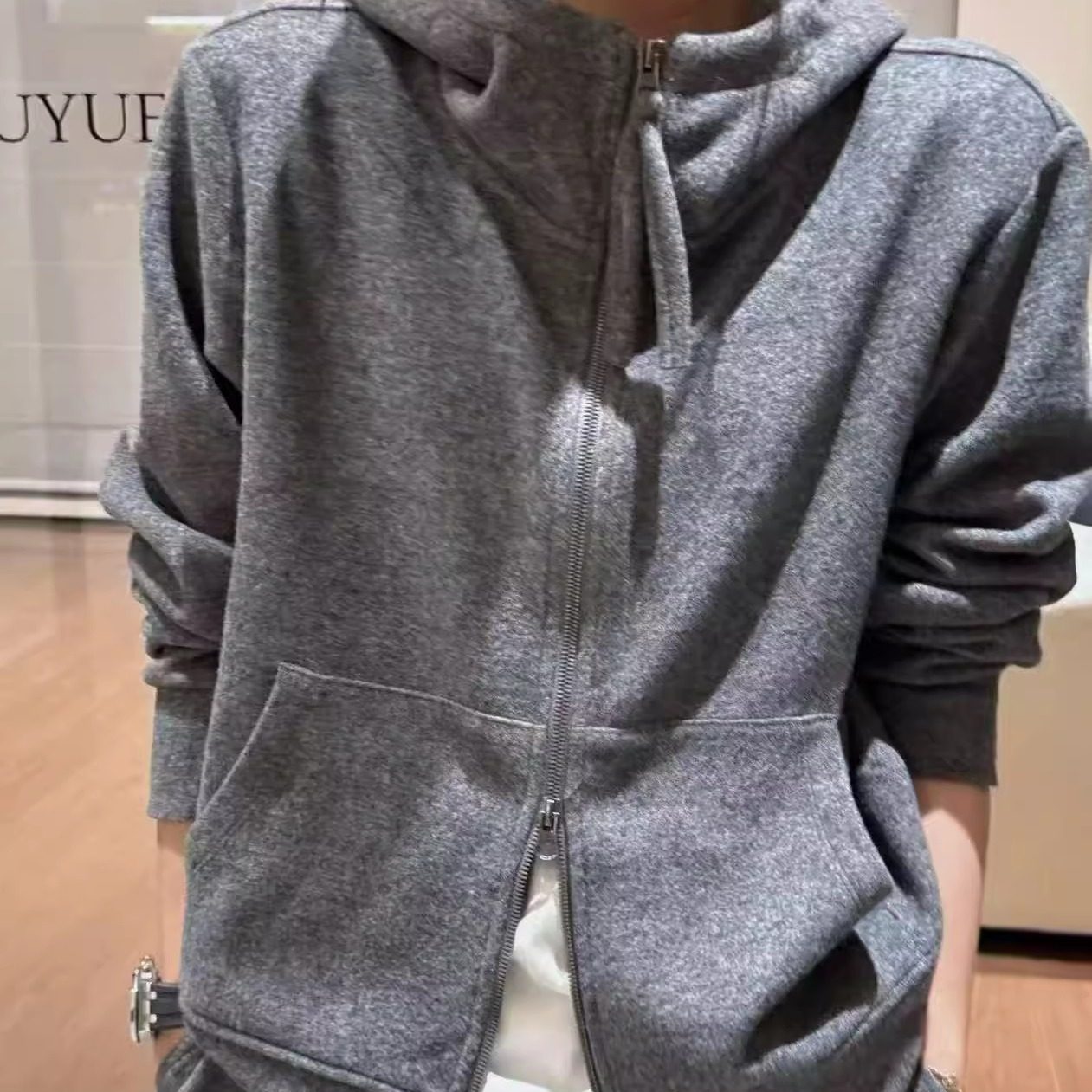 加绒JVVSISTER大头花同款拉链连帽开衫卫衣外套+休闲长裤两件套冬,淘宝优惠券,粉丝福利购,淘宝优惠卷