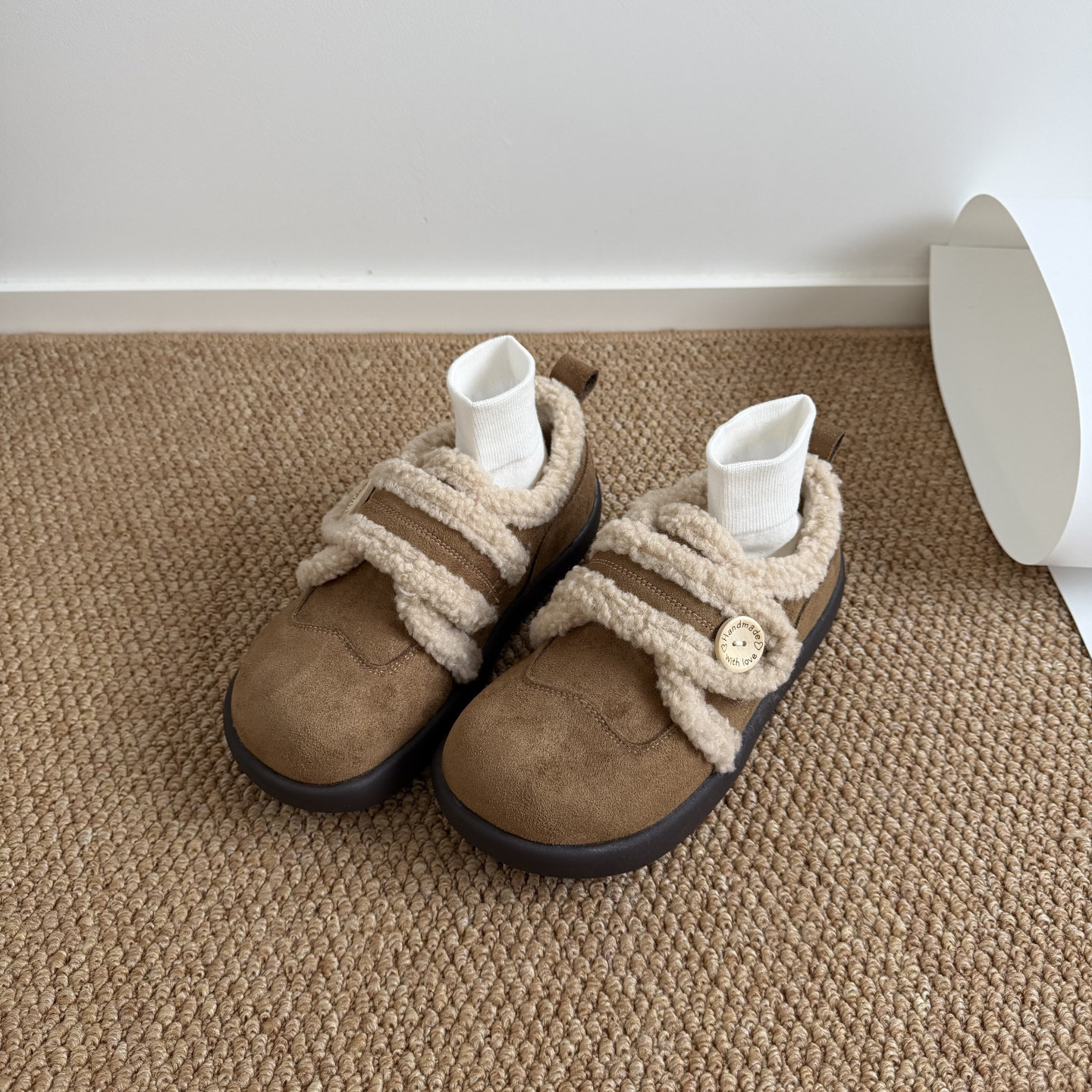 魔术贴毛绒勃肯鞋加绒保暖厚底懒人鞋面包鞋防滑圆头丑萌毛毛鞋,淘宝优惠券,粉丝福利购,淘宝优惠卷