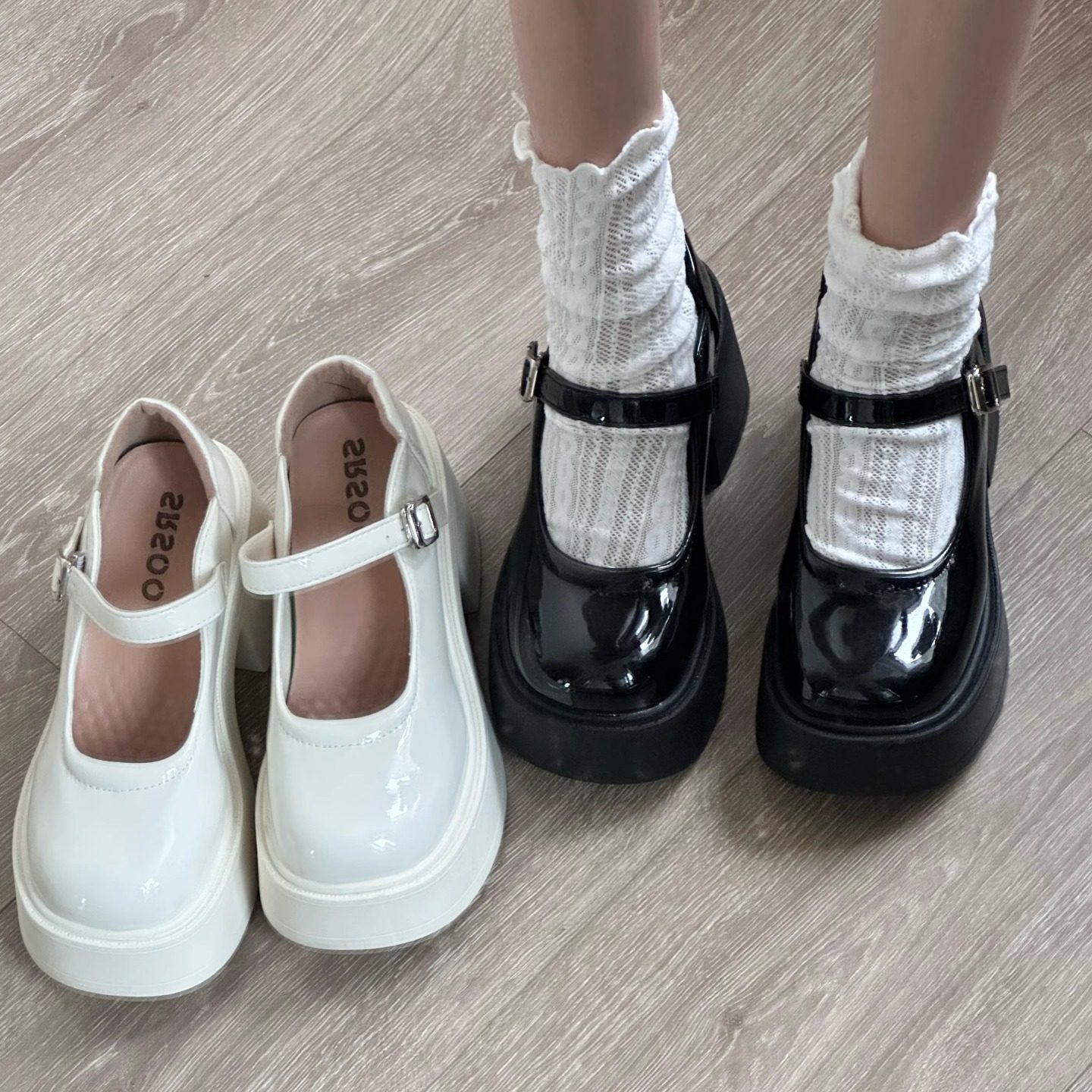 8cm~纯色甜酷厚底高跟小皮鞋女春夏季粗跟增高法式复古玛丽珍单鞋,淘宝优惠券,粉丝福利购,淘宝优惠卷