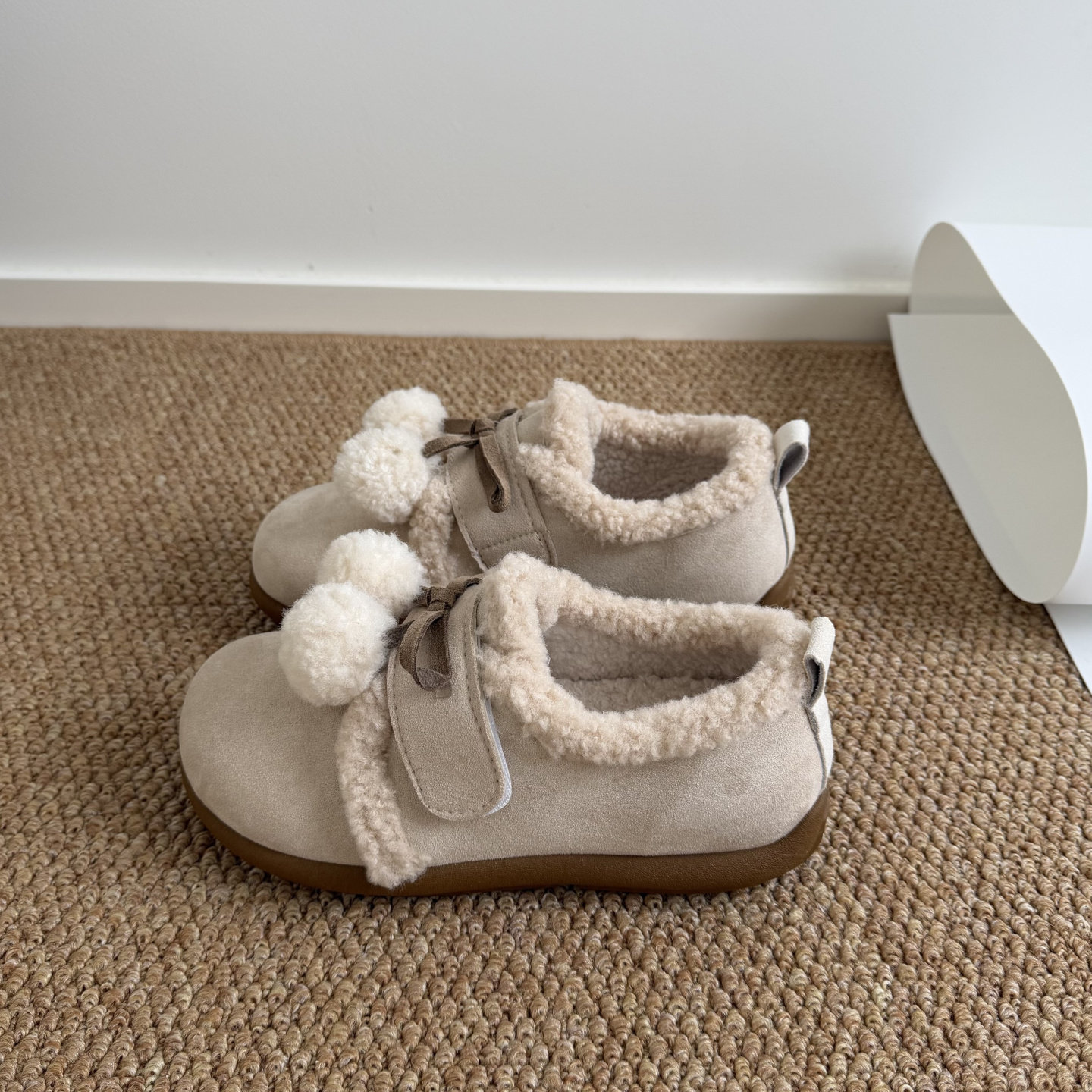 3cm~圆头可爱毛球平底保暖棉鞋女勃肯棉鞋甜美蝴蝶结设计感毛毛鞋,淘宝优惠券,粉丝福利购,淘宝优惠卷