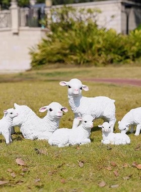 户外仿真绵羊玻璃钢雕塑园林景观草坪农场花园庭院装饰品动物摆件