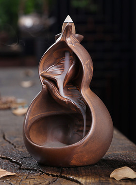 跨境专供 陶瓷倒流香炉 创意仿古葫芦左右逢源倒流香薰炉家居摆件