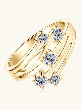 跨境简约冷淡风锆石戒指女日韩版设计感钻戒轻奢时尚交叉指环饰品