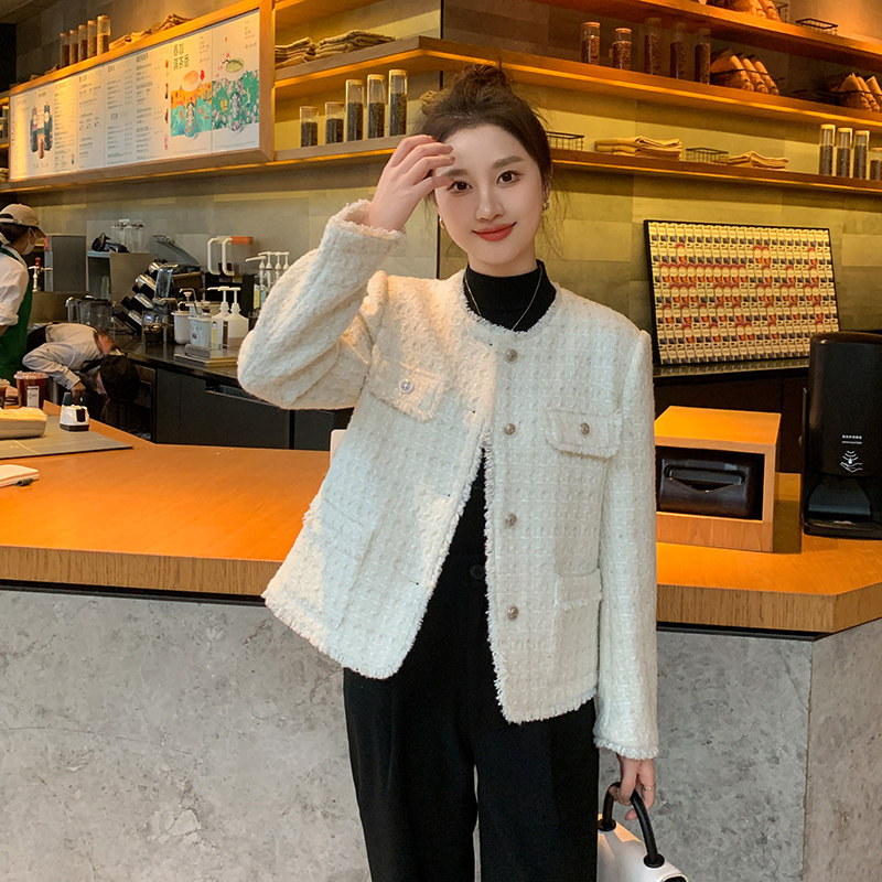 2026春季新款亮丝流苏小香风外套气质显瘦百搭圆领短款毛呢上衣女,淘宝优惠券,粉丝福利购,淘宝优惠卷