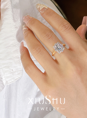 轻奢祖母绿切割925银戒指