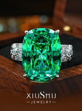 酷飒冷调高级色灰黑碎冰切割高碳钻戒指女小众设计冷淡风食指指环