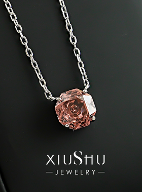 千禧玫瑰切925银简约彩色吊坠