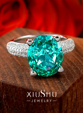 帕拉伊巴色冰花切925银戒指