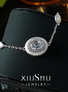 气质金属拉丝925银中古风手链