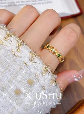 清澈花丝中古风复古925银戒指