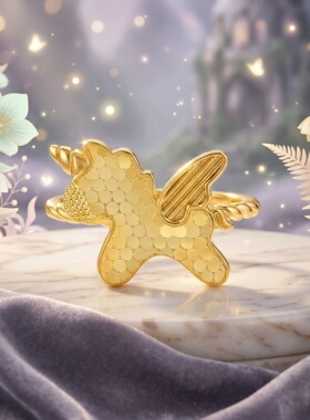 爆闪独角兽小飞马925银戒指