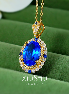 925银培育宝尖晶石蓝小妖项链