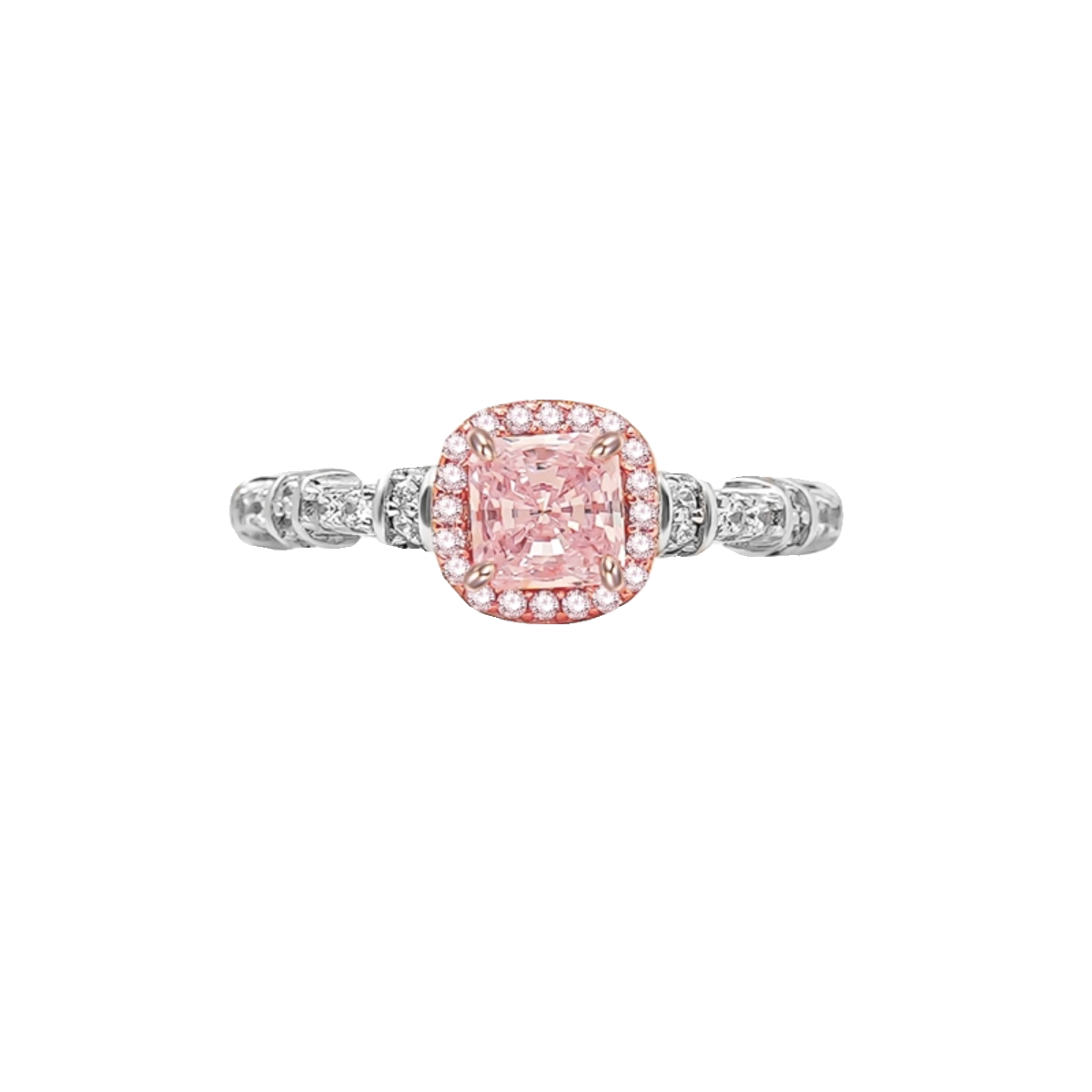 Slightly sweet and romantic artificial cherry blossom pink diamond ring